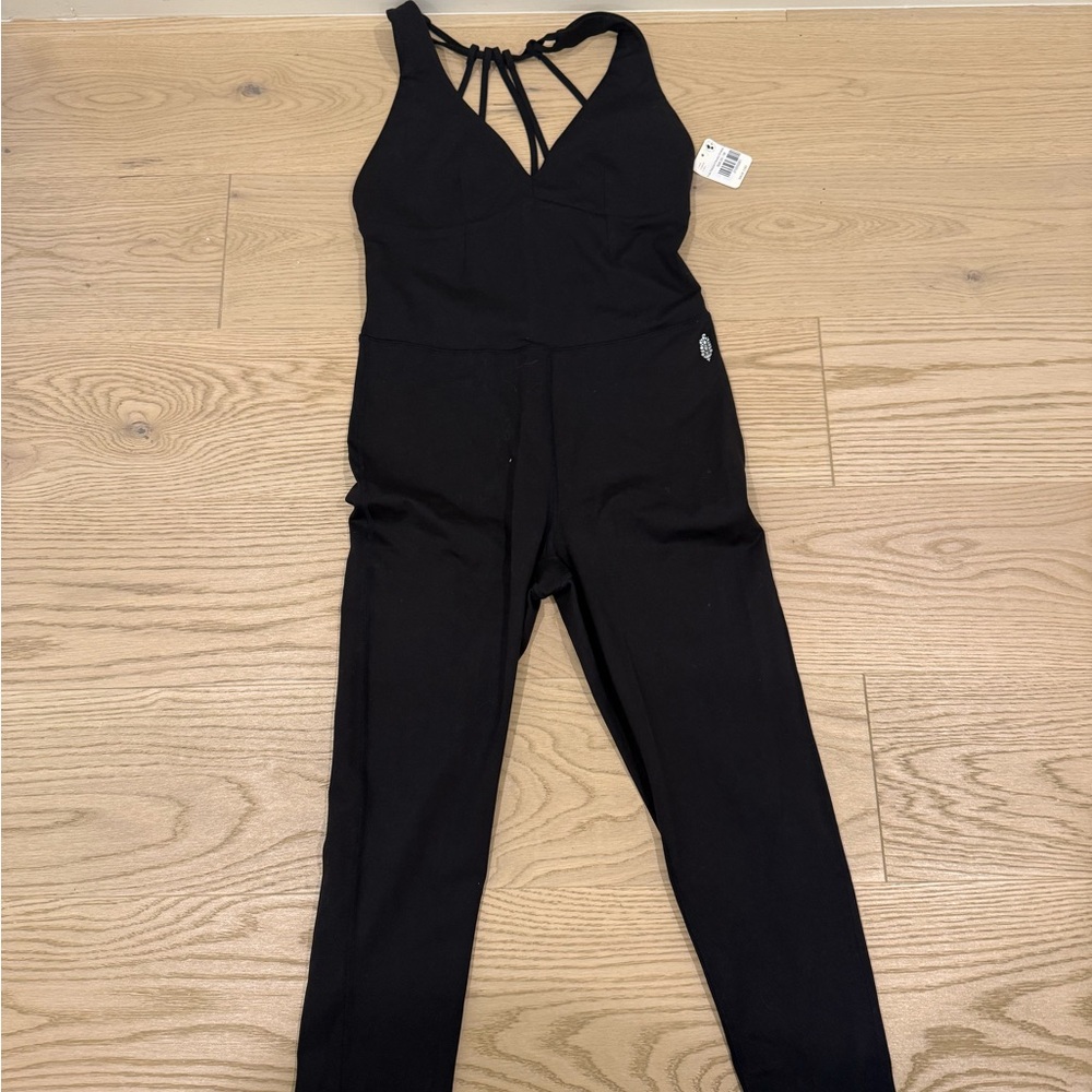 Free People Movement Black Strappy Jumpsuit
